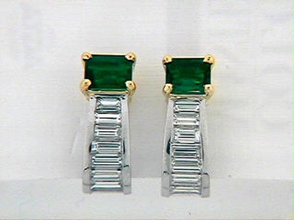 View PT/18KY Emerald-cut Emerald & Baguette Diamond