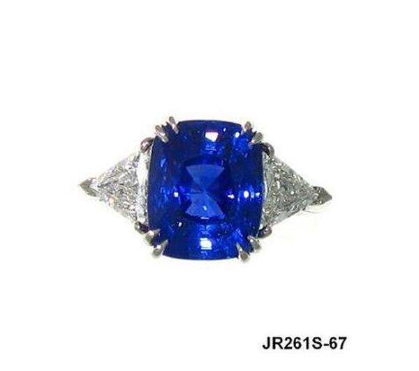 View PT Cushion Blue Sapphire/Trilliant Diamond