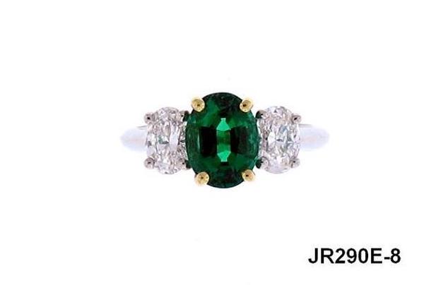 View PT/18K Oval Emerald/Oval Diamond