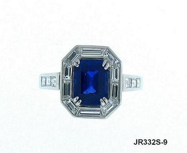 View PT Emerald-cut Blue Sapphire/Baguette Diamond