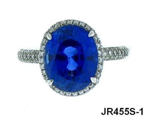 View PT Oval Blue Sapphire/Micro Pave Diamond